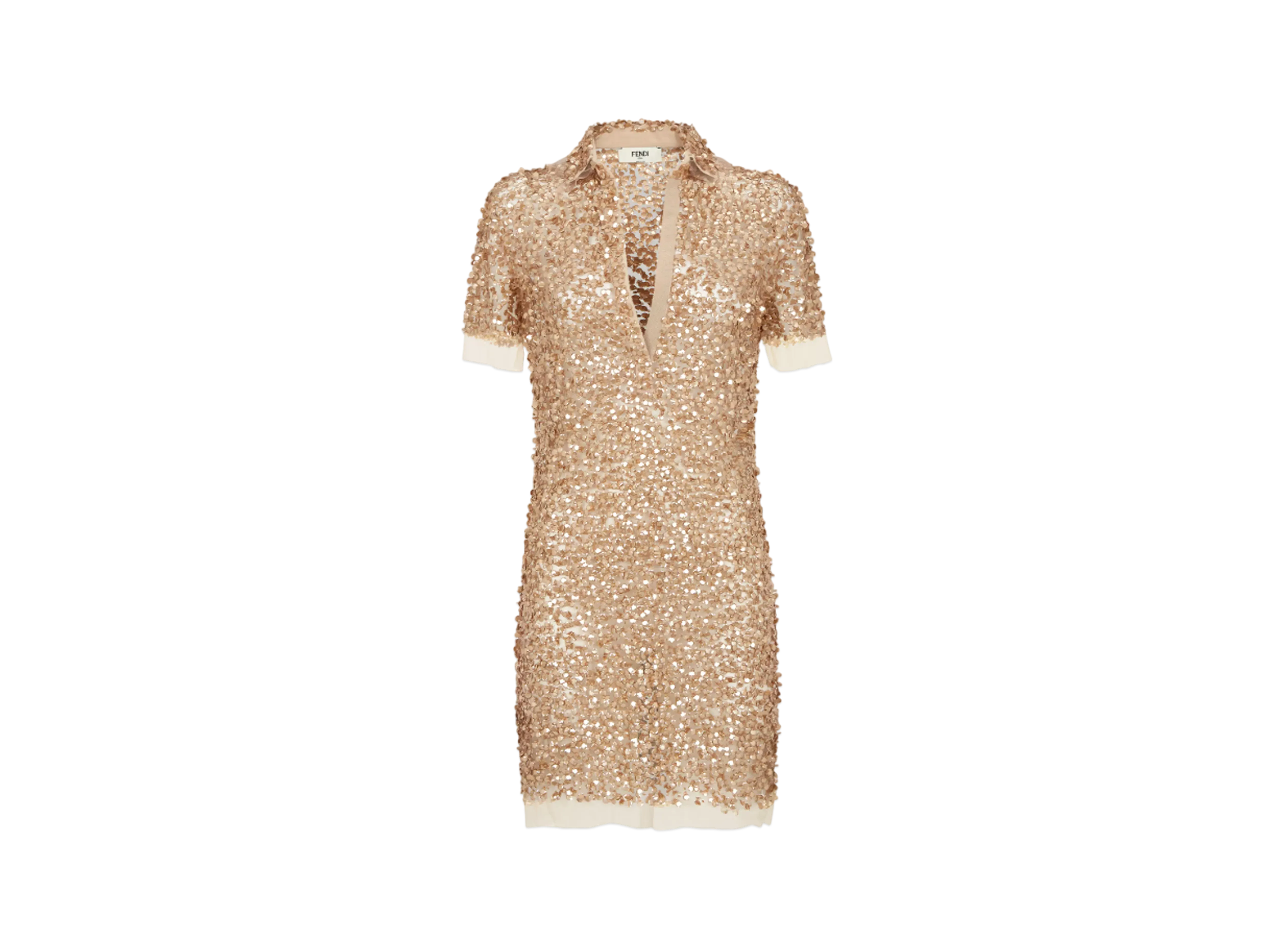 FENDI Women's Tulle Dress with Bead Embroidery "Gold"