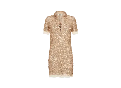 FENDI Women's Tulle Dress with Bead Embroidery "Gold"