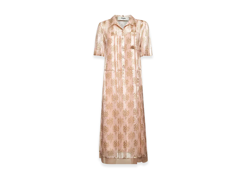 FENDI Women's Silk Dress Floral "Pink"