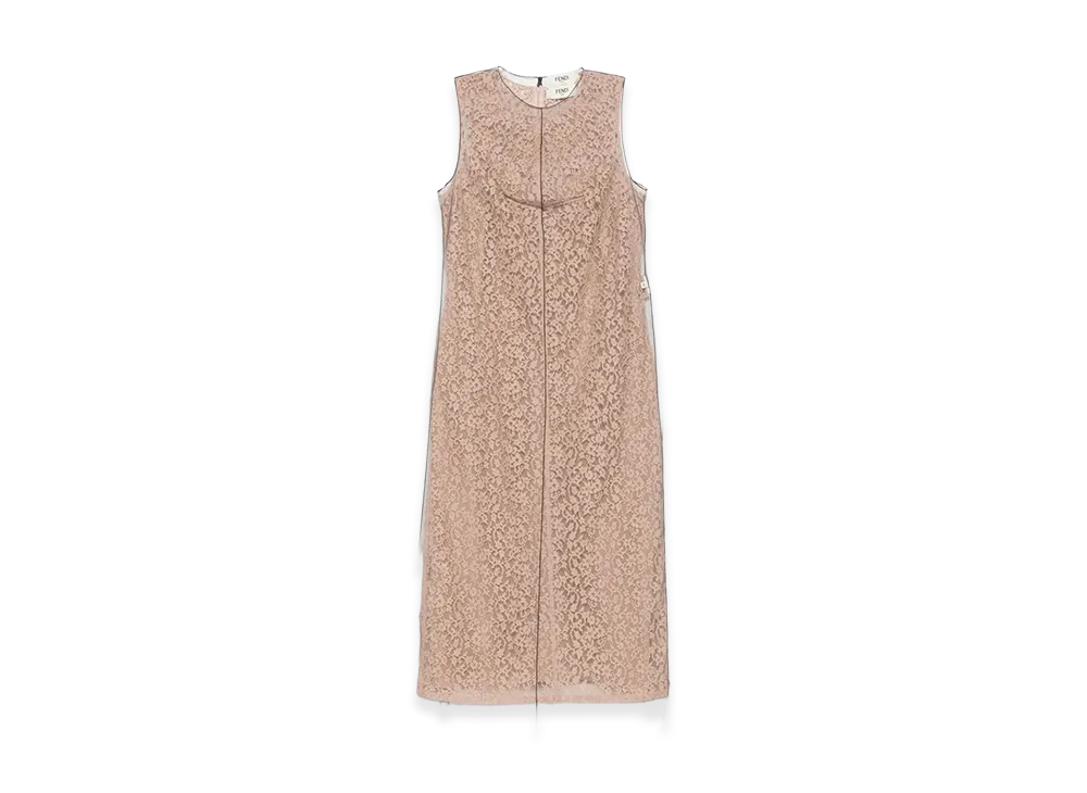 FENDI Women's Lace Midi Dress "Antique Pink"