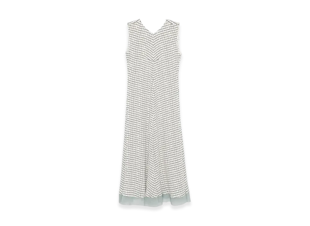 FENDI Women's Grid Print Silk Sleeveless Mini Dress "White"