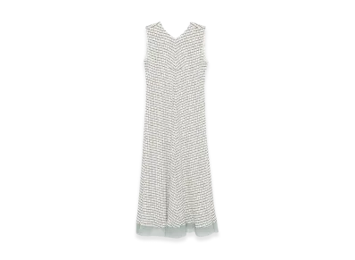 FENDI Women's Grid Print Silk Sleeveless Mini Dress "White"