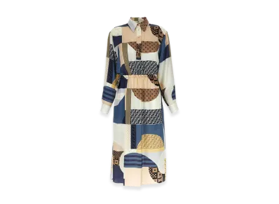 FENDI Women's Patchwork Silk Dress "Multicolor"