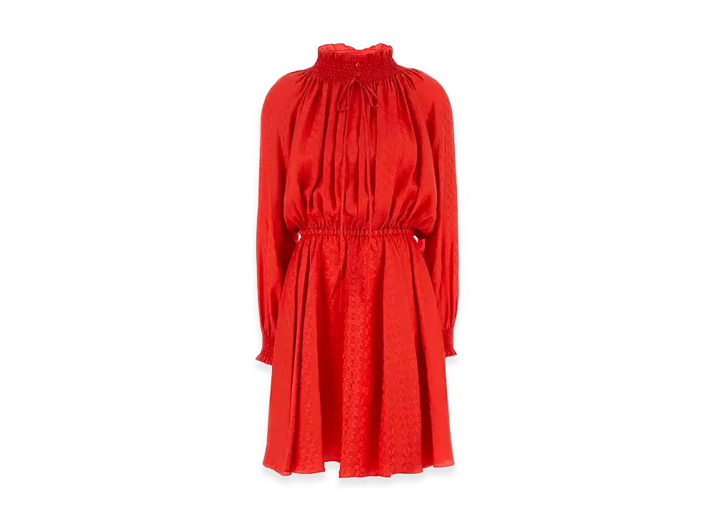 FENDI Women's Silk Mini Dress "Coral Red"