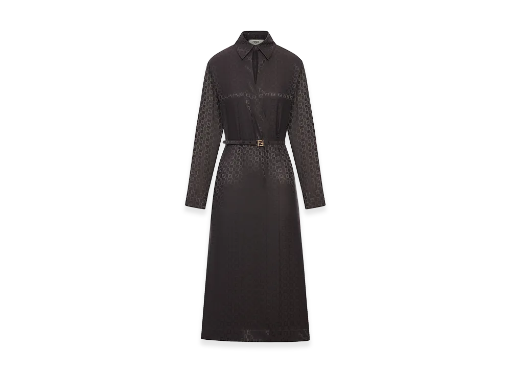 FENDI Women's FF Jacquard Silk Dress "Brown"