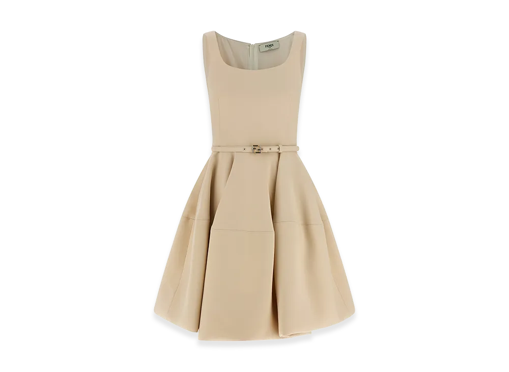 FENDI Women's Mini Dress In Wool And Silk Blend "Beige"