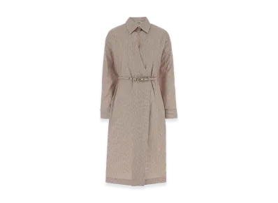 FENDI Women's Embroidered Poplin Shirt Dress "Beige"