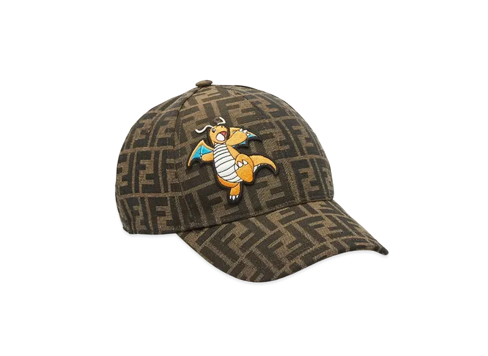 Pokemon x Fragment x FENDI Dragonite FF Fabric Baseball Cap "Brown"