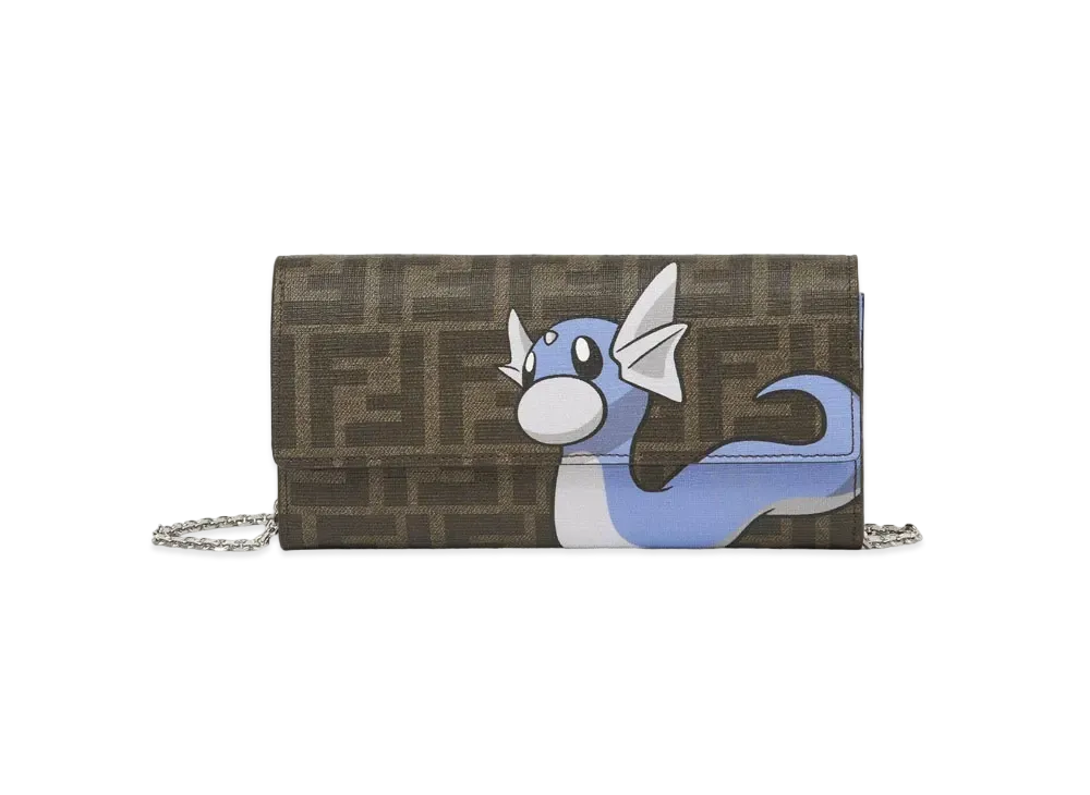 Pokemon x Fragment x FENDI Dratini Continental Wallet with Chain FF Fabric "Brown"