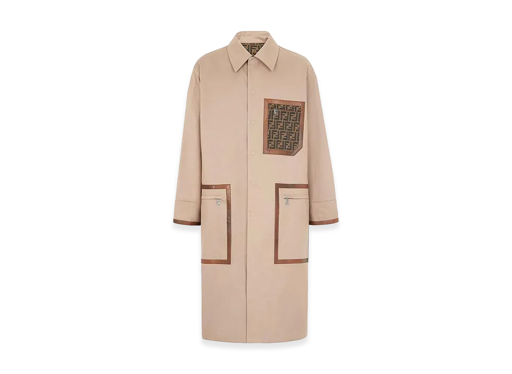 FENDI Cappuccino Cotton Reversible Trench Coat "BeigeOTan"