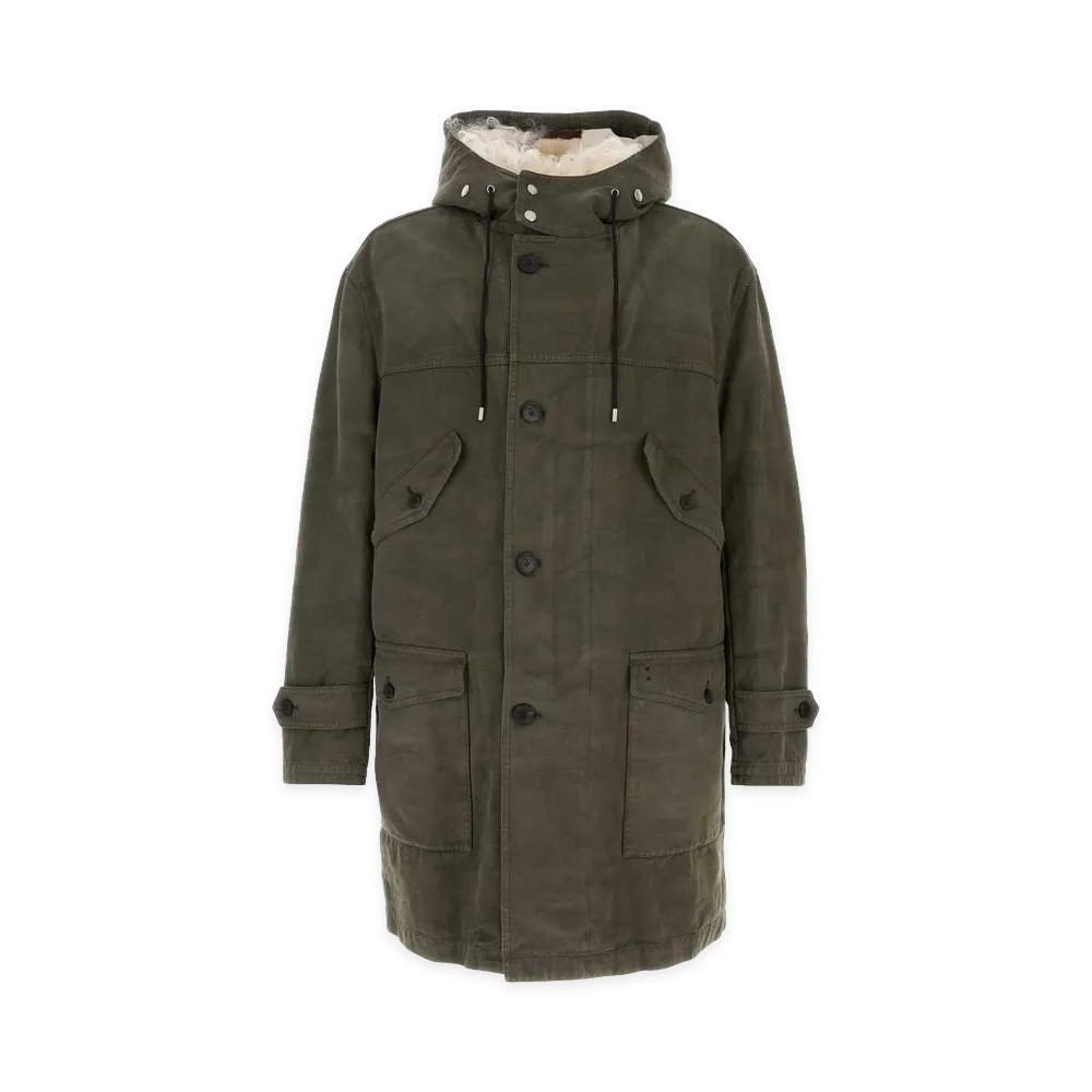 FENDI Cotton Parka Coat "Army Green"