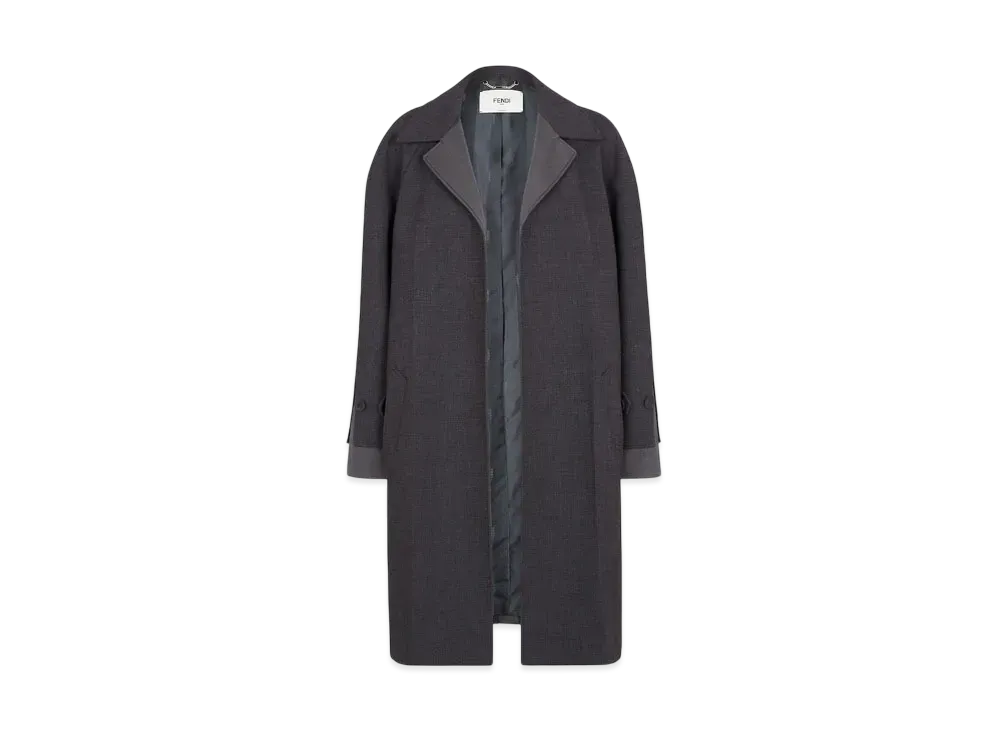FENDI Women's Natte Fabric Car Coat "Gray"