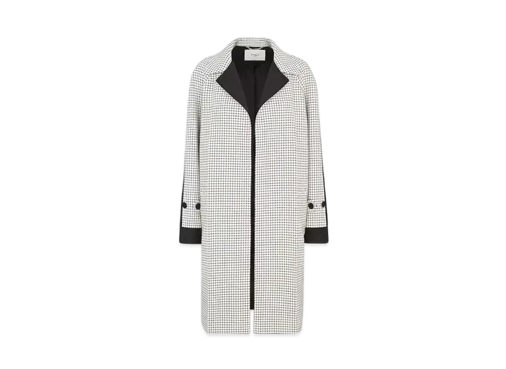 FENDI Women's Checked Wool Car Coat "White"