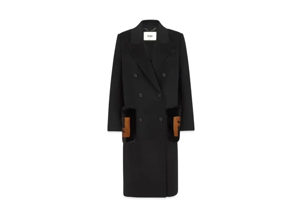 FENDI Women's Coat Wool Coat "Black"