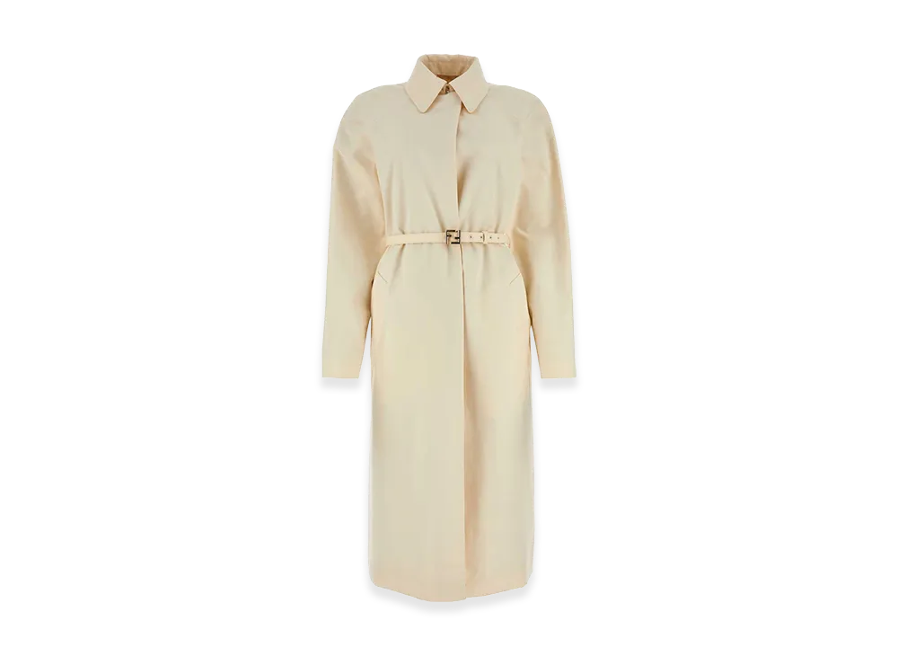 FENDI Women's Polyester Blend Overcoat "Ivory/White"