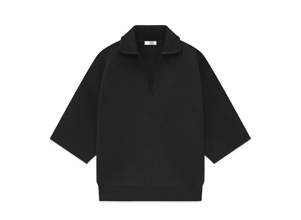 FEAR OF GOD Merino Short Sleeve Polo Sweater "Melange Black"
