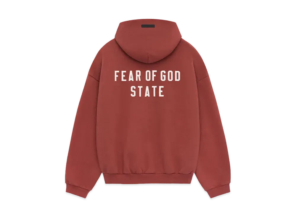 FEAR OF GOD Essentials Heavy Fleece Fullzip Hoodie "Crimson"