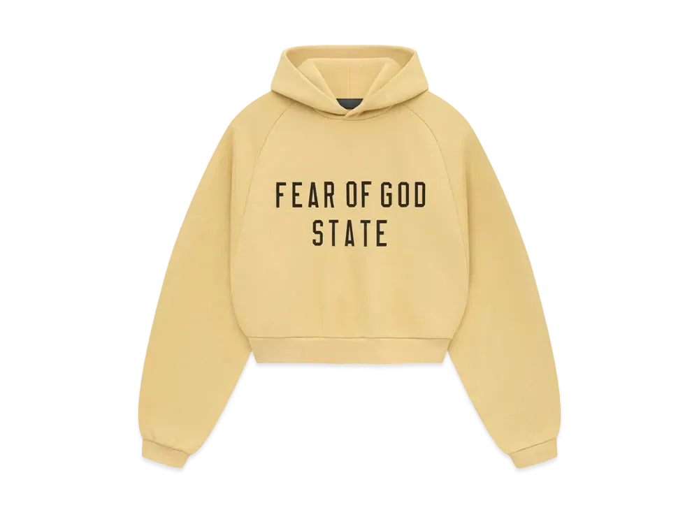 FEAR OF GOD Essentials Womens Fleece Cropped Hoodie "Amber"
