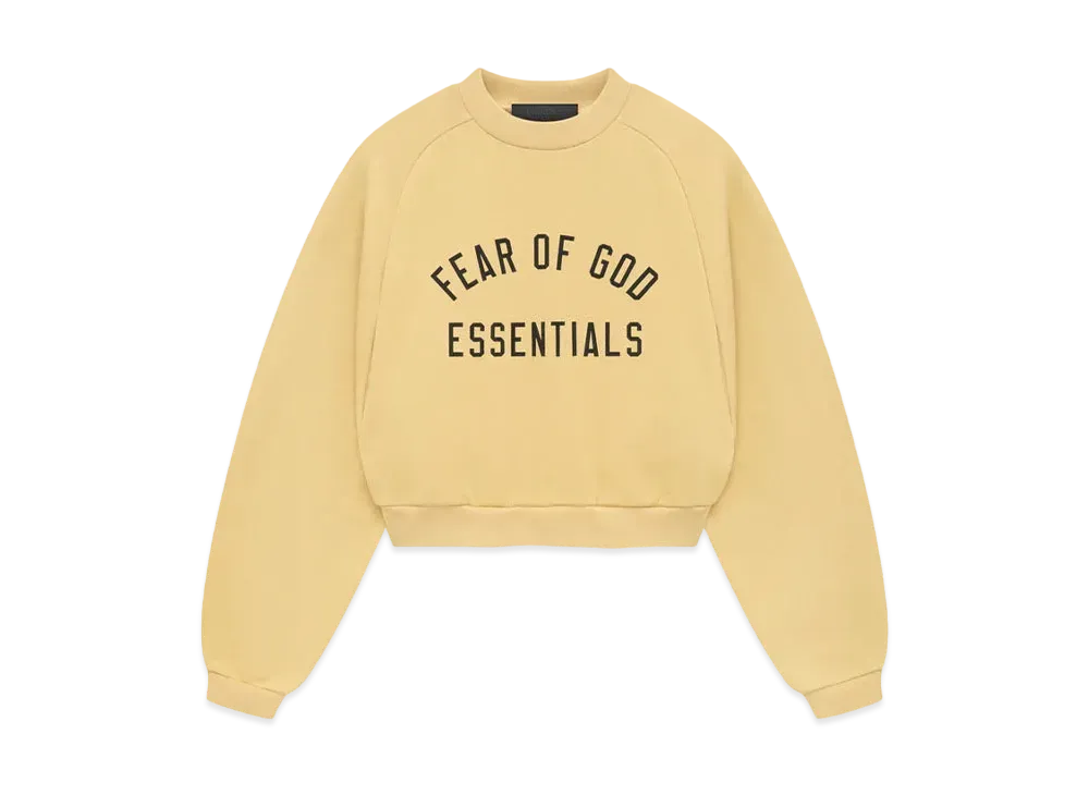 FEAR OF GOD Essentials Womens Fleece Cropped Crewneck "Amber"