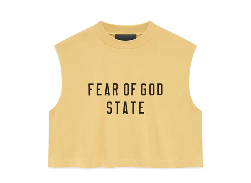 FEAR OF GOD Essentials Womens Tri-Blend Cropped Muscle Tee "Amber"
