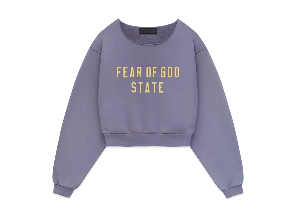 FEAR OF GOD Essentials Womens Heavy Fleece Raw Cropped Crewneck "Lavender"