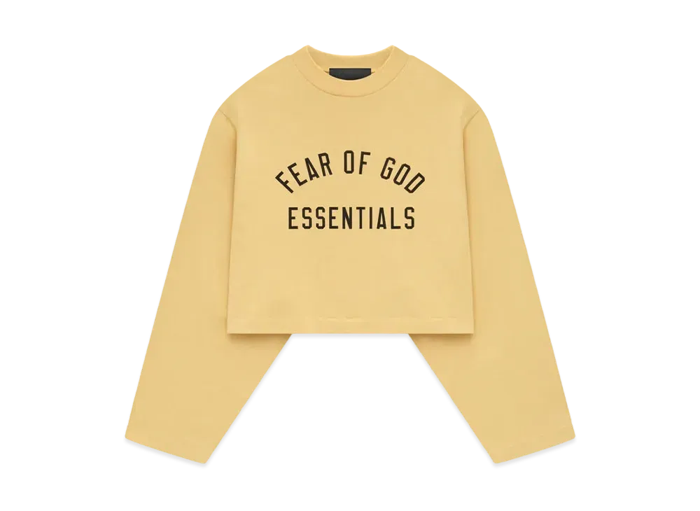 FEAR OF GOD Essentials Womens Tri-Blend Cropped Longsleeve Shirt "Amber"