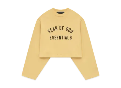 FEAR OF GOD Essentials Womens Tri-Blend Cropped Longsleeve Shirt "Amber"