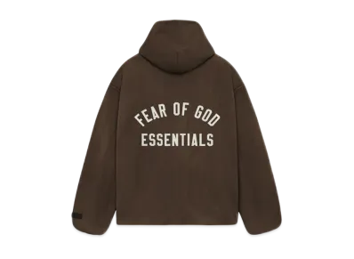 FEAR OF GOD Essentials Textured Nylon Hooded Coaches Jacket "Brown"
