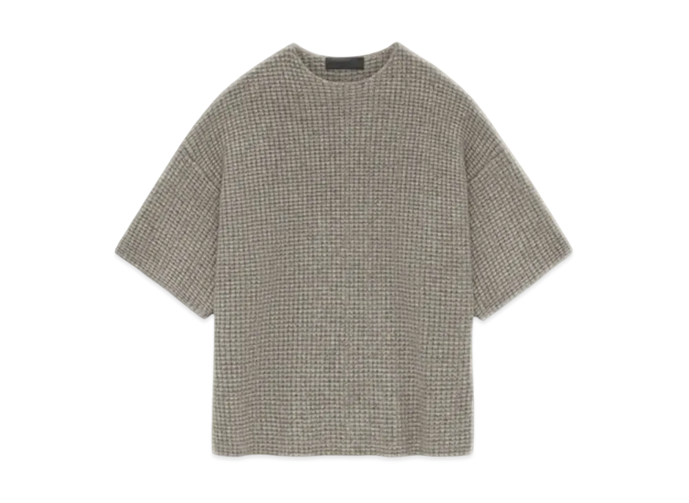 FEAR OF GOD Essentials Heavy Waffle Short Sleeve Crewneck Sweater "Heather Gray"