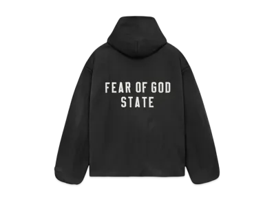 FEAR OF GOD Essentials Textured Nylon Hooded Coaches Jacket "Black"