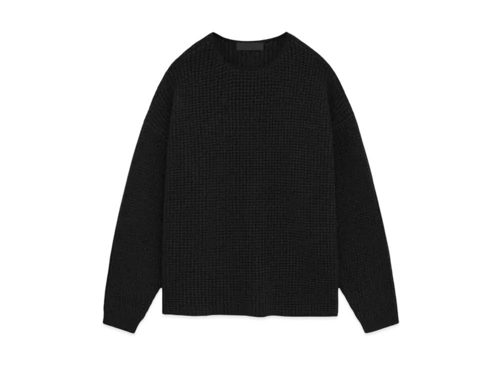 FEAR OF GOD Essentials Heavy Waffle Crewneck Sweater "Black"