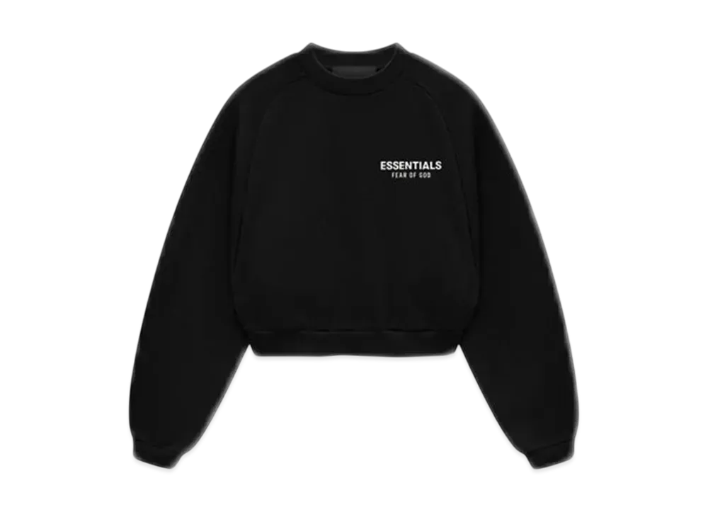 FEAR OF GOD Essentials Women's Fleece Cropped Crewneck "Black"