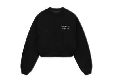 FEAR OF GOD Essentials Women's Fleece Cropped Crewneck "Black"