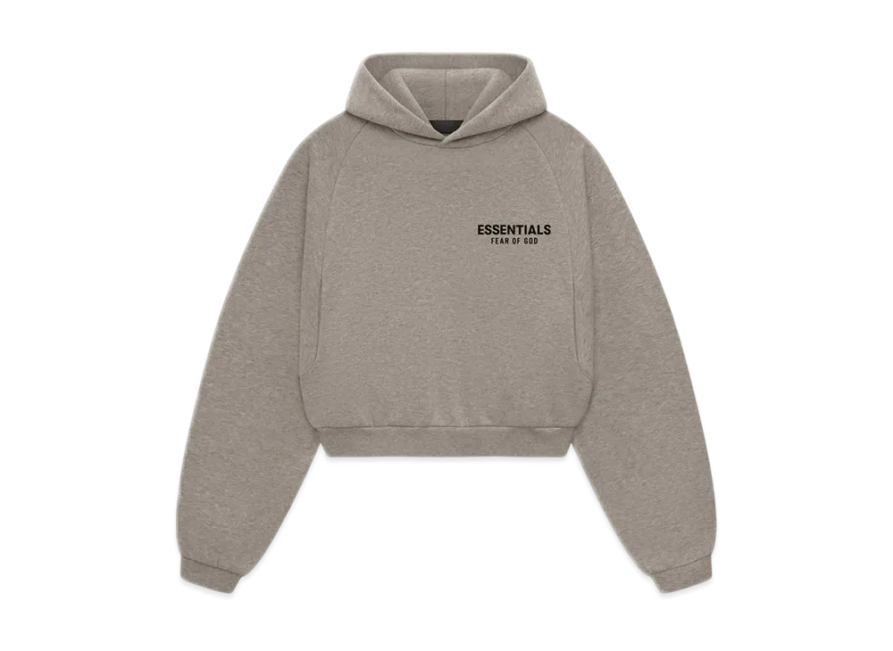 FEAR OF GOD Essentials Women's Fleece Cropped Hoodie "Heather Gray"