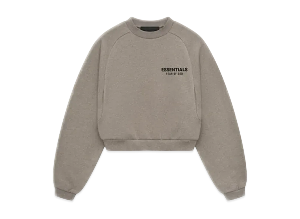 FEAR OF GOD Essentials Women's Fleece Cropped Crewneck "Heather Gray"