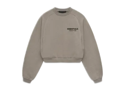 FEAR OF GOD Essentials Women's Fleece Cropped Crewneck "Heather Gray"