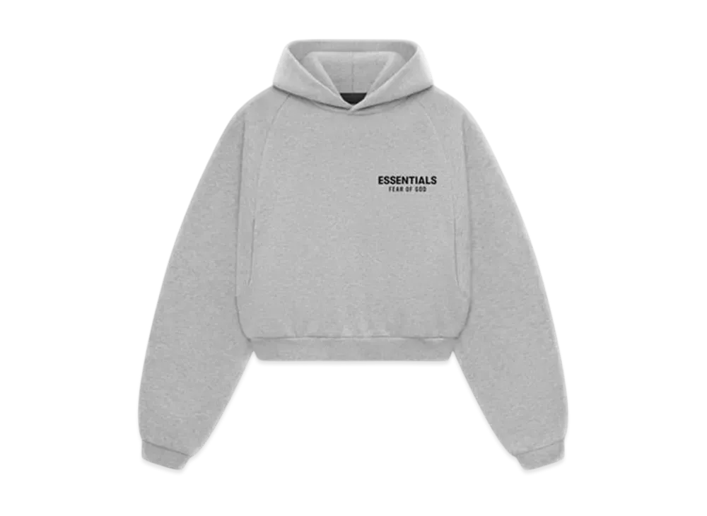 FEAR OF GOD Essentials Women's Fleece Cropped Hoodie "Light Heather Gray"