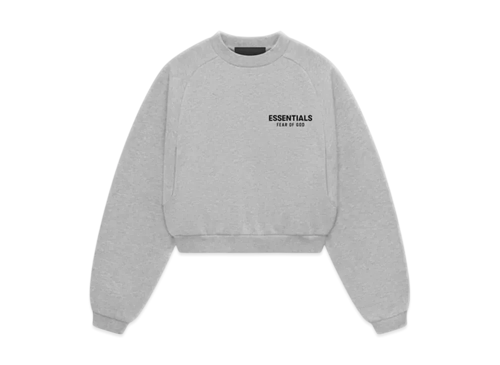 FEAR OF GOD Essentials Women's Fleece Cropped Crewneck "Light Heather Gray"