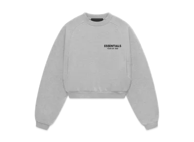 FEAR OF GOD Essentials Women's Fleece Cropped Crewneck "Light Heather Gray"