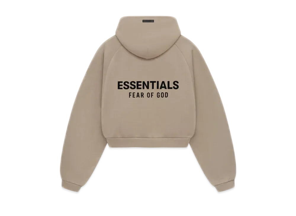 FEAR OF GOD Essentials Women's Fleece Cropped Hoodie "Desert Sand"