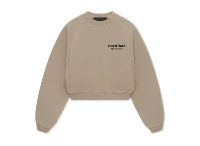FEAR OF GOD Essentials Women's Fleece Cropped Crewneck "Desert Sand"