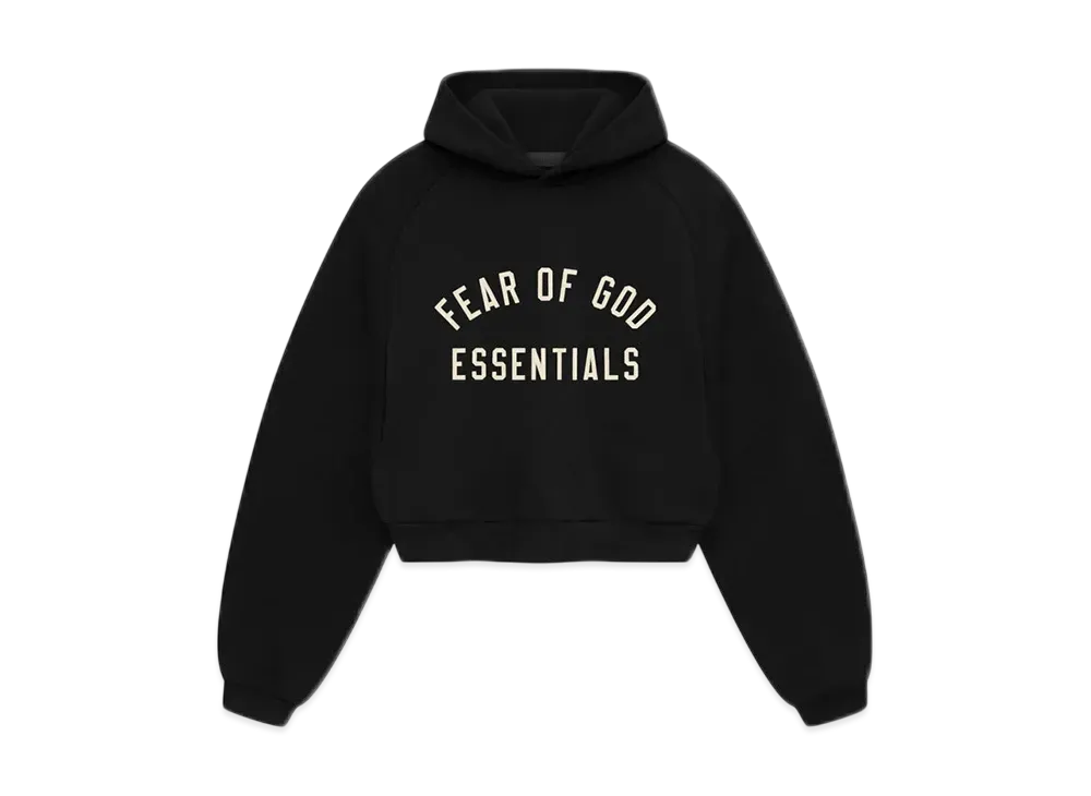 FEAR OF GOD Essentials Women's Fleece Cropped Hoodie "Black"