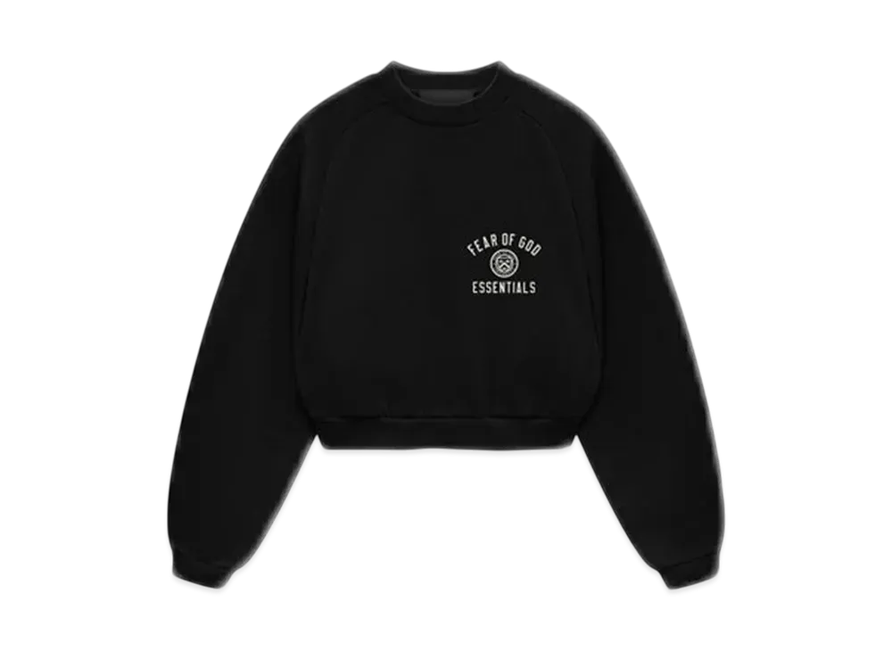 FEAR OF GOD Essentials Women's Fleece Cropped Crewneck "Black"
