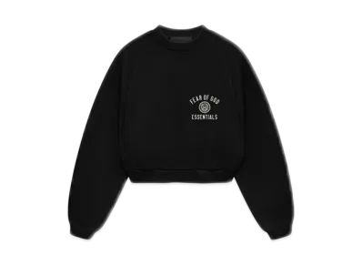 FEAR OF GOD Essentials Women's Fleece Cropped Crewneck "Black"