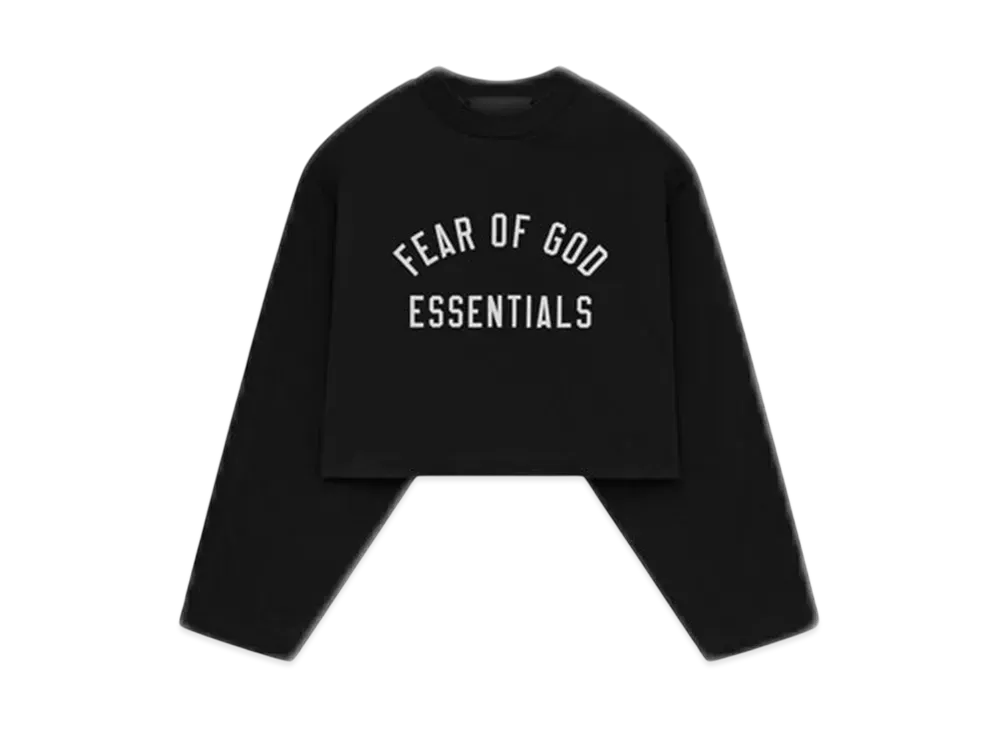 FEAR OF GOD Essentials Women's Tri-Blend Cropped Longsleeve Shirt "Black"