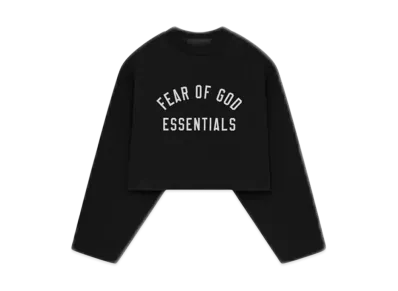 FEAR OF GOD Essentials Women's Tri-Blend Cropped Longsleeve Shirt "Black"
