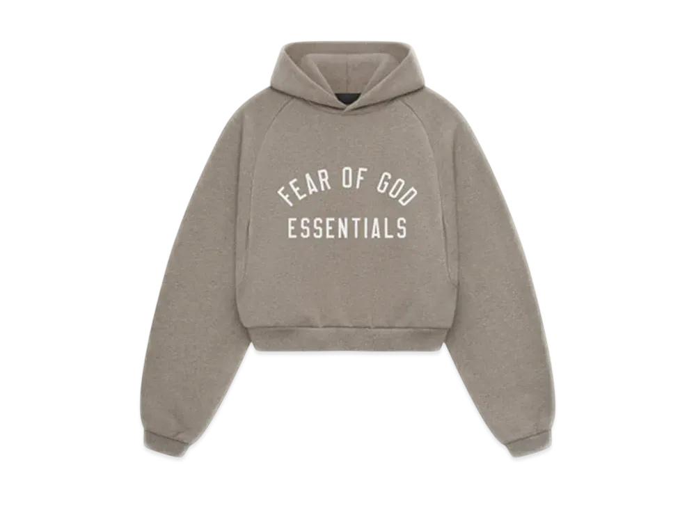 FEAR OF GOD Essentials Women's Fleece Cropped Hoodie "Heather Gray"