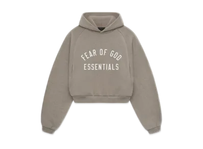 FEAR OF GOD Essentials Women's Fleece Cropped Hoodie "Heather Gray"
