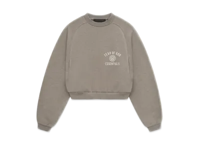FEAR OF GOD Essentials Women's Fleece Cropped Crewneck "Heather Gray"