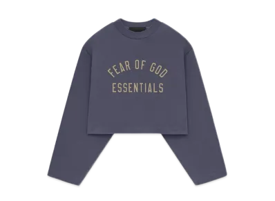 FEAR OF GOD Essentials Women's Tri-Blend Cropped Longsleeve Shirt "Marine"